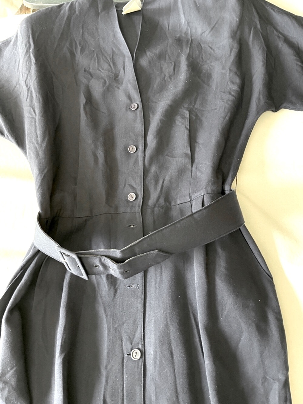 Women’s RABBIT DESIGNS Navy Maxi Short Sleeve Dress - Belt, Buttons Front Sz 12 - Picture 5 of 10
